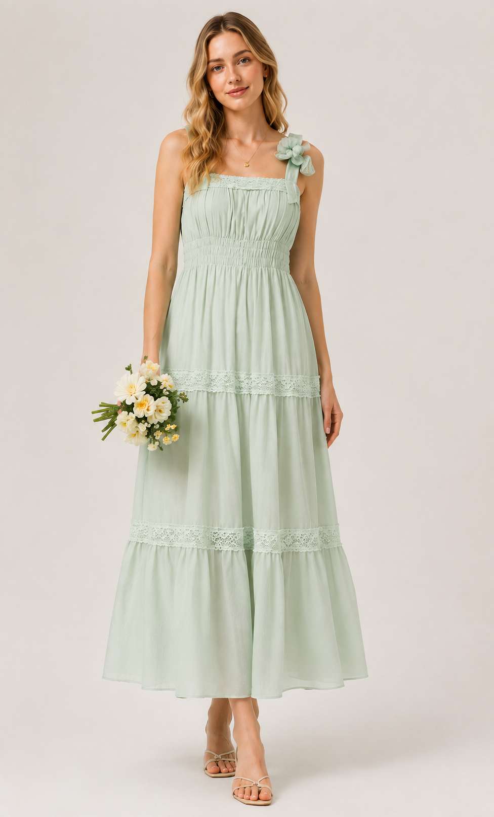 Light Blue Petite Strap Dress For Women Summer Style